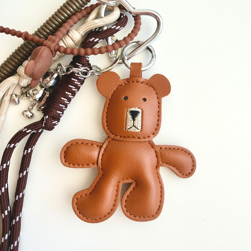 ✨ Leather Teddy Bear Keychain Charm 🧸