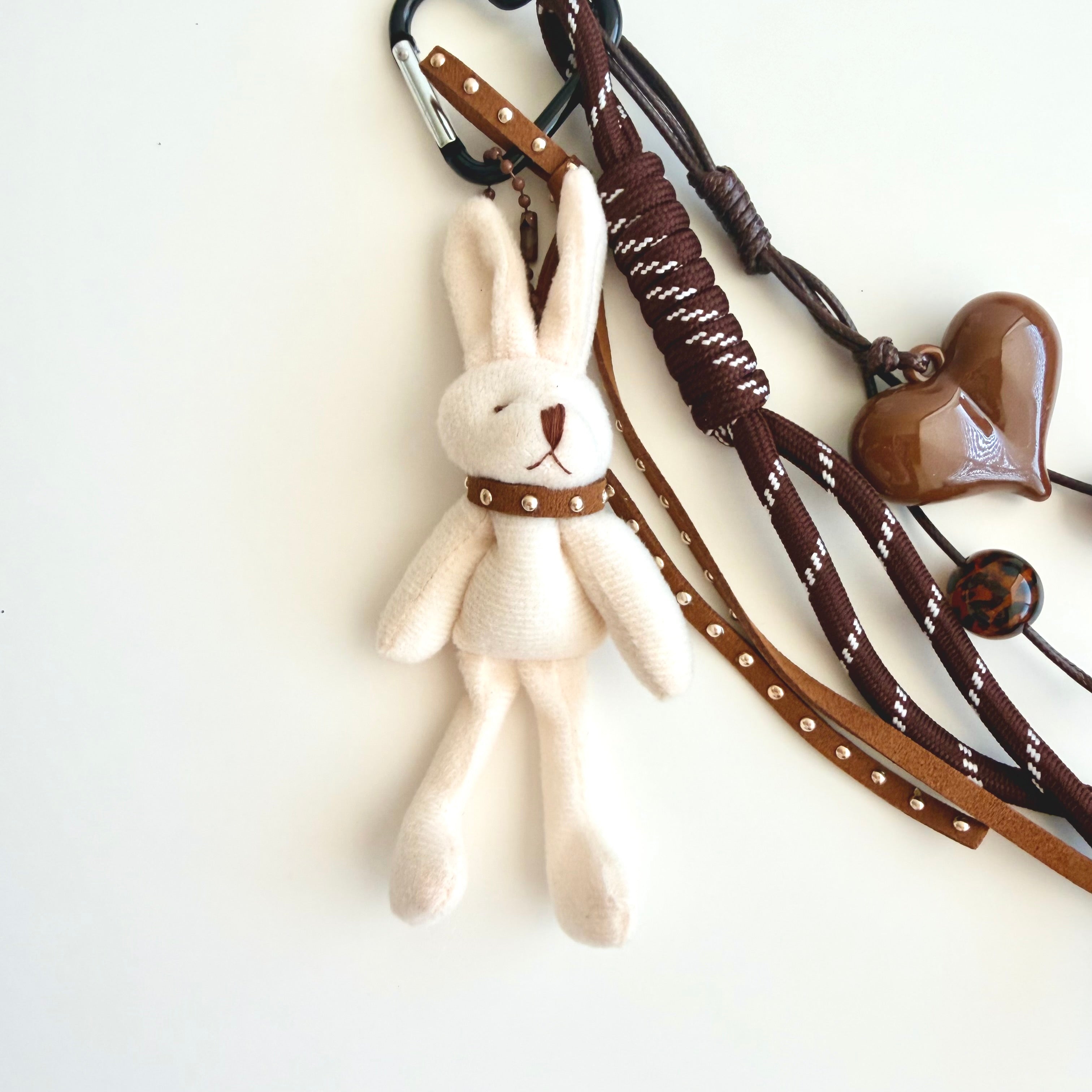 ✨ Cute Plush Bunny Keychain Charm with Heart 🐰💖