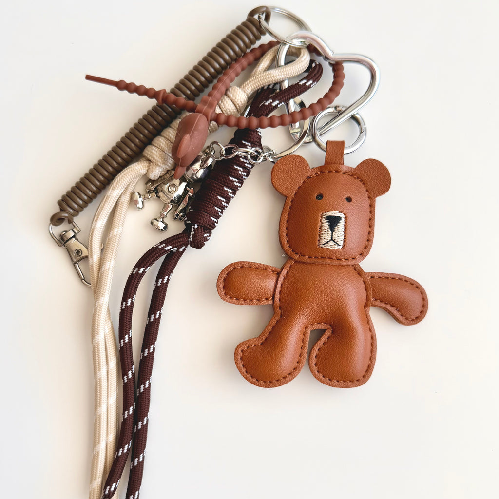 ✨ Leather Teddy Bear Keychain Charm 🧸