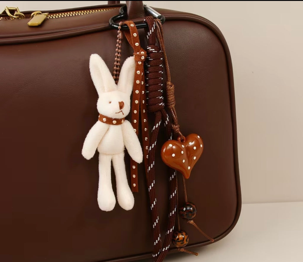 ✨ Cute Plush Bunny Keychain Charm with Heart 🐰💖