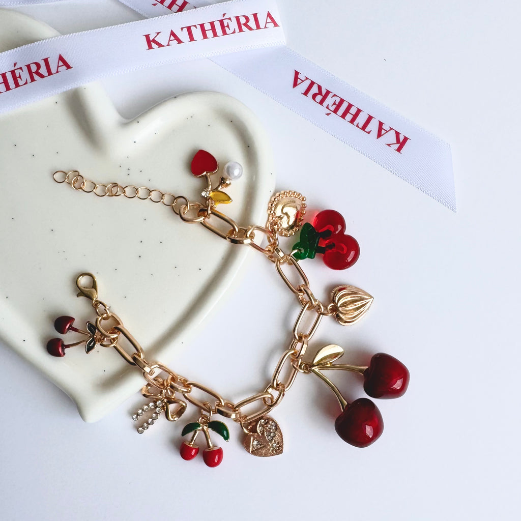 Chloe – Cherry Charm 18K Gold Plated Bracelet 🍒✨