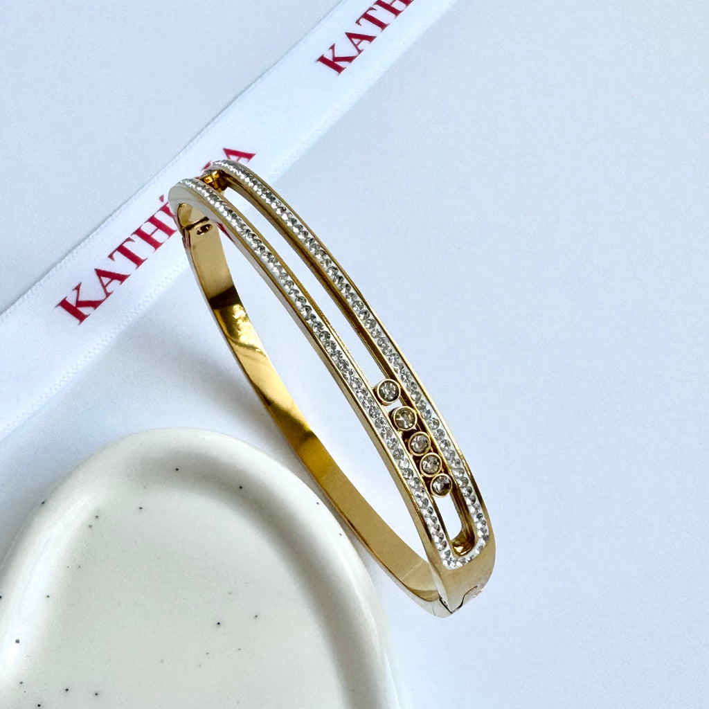 Elena – Double Layer Gold Bracelet with Crystals ✨