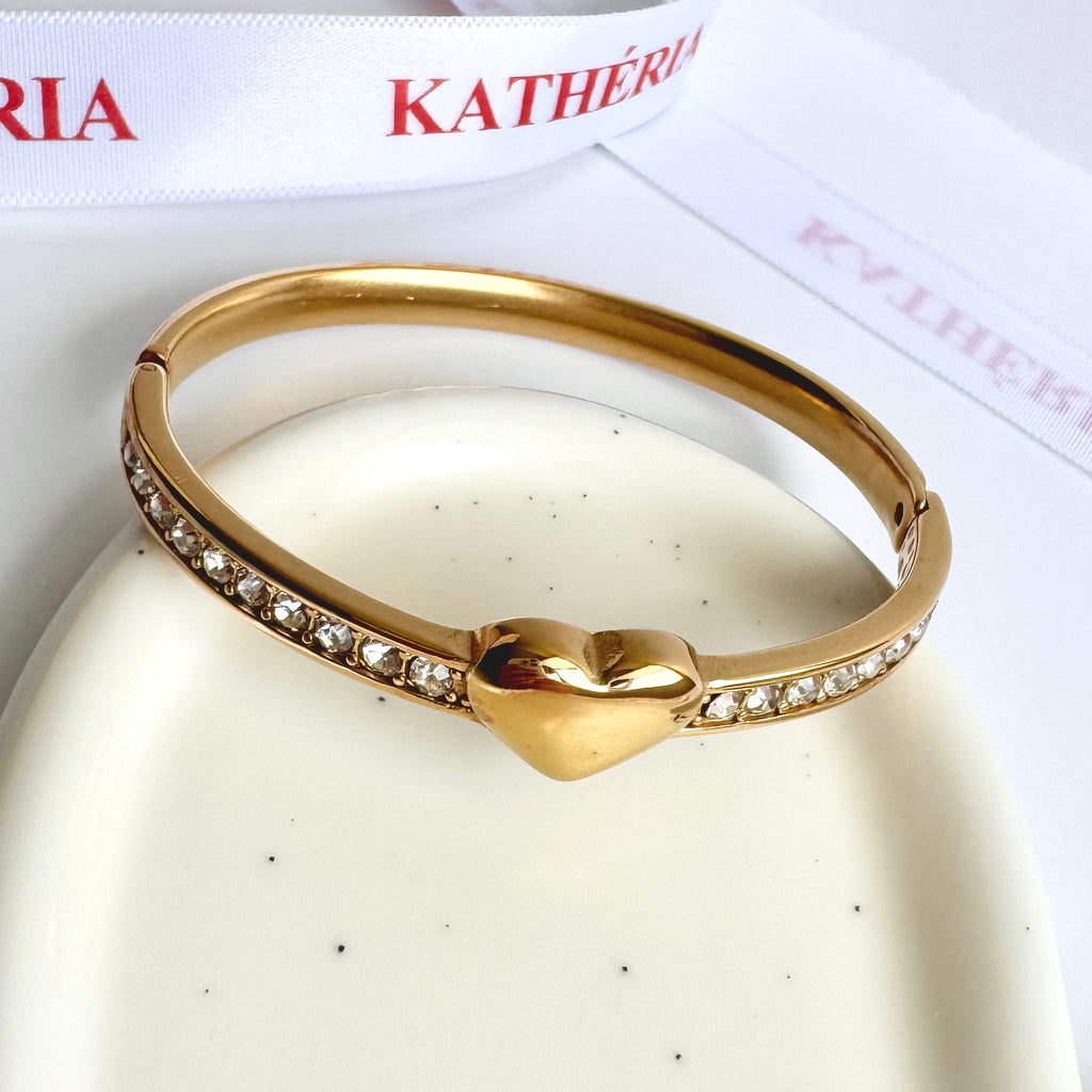 Aurora – Gold Heart Bracelet with Crystals 💛