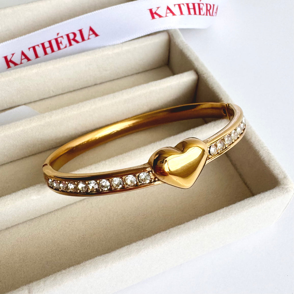 Aurora – Gold Heart Bracelet with Crystals 💛