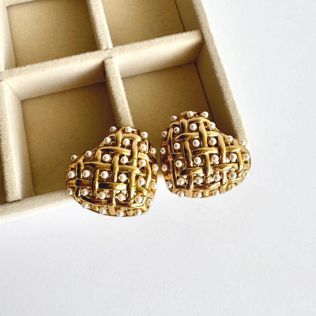 Sabrina – Woven Heart 18K Gold Plated Earrings 💛✨