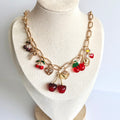 Chloe – Cherry Charm Statement Necklace 🍒❤️✨