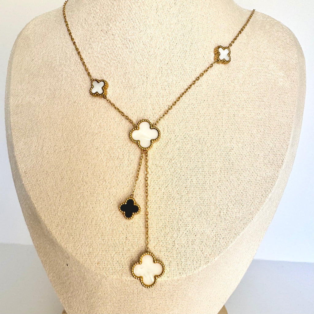 Cassandra – Gold Plated Clover Drop Necklace ✨