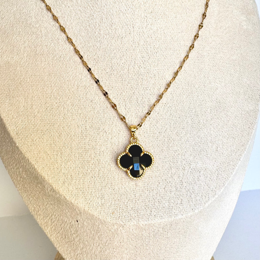 Jane – Black Clover Gold Plated Necklace 🖤✨