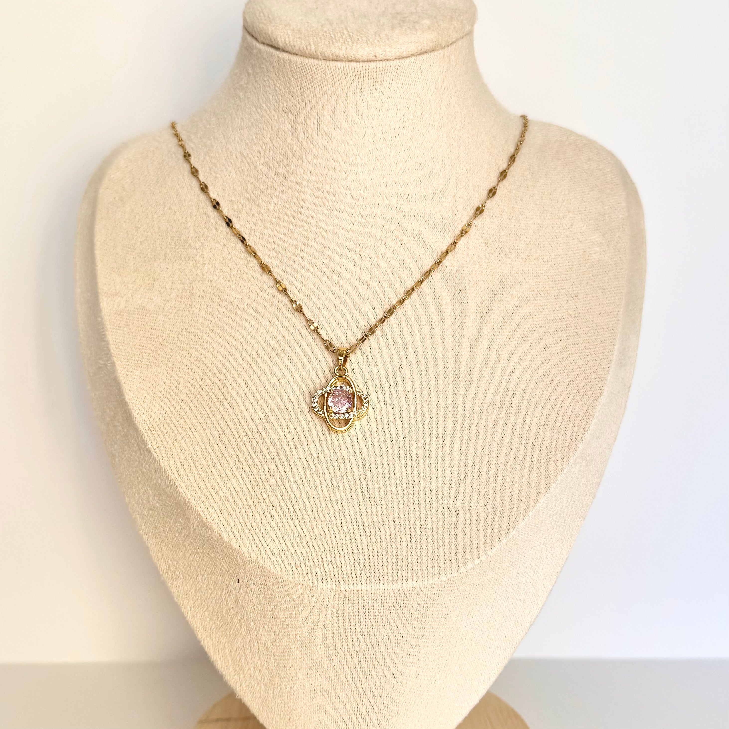 Helen – Pink Orbit Gold Plated Necklace 💗✨