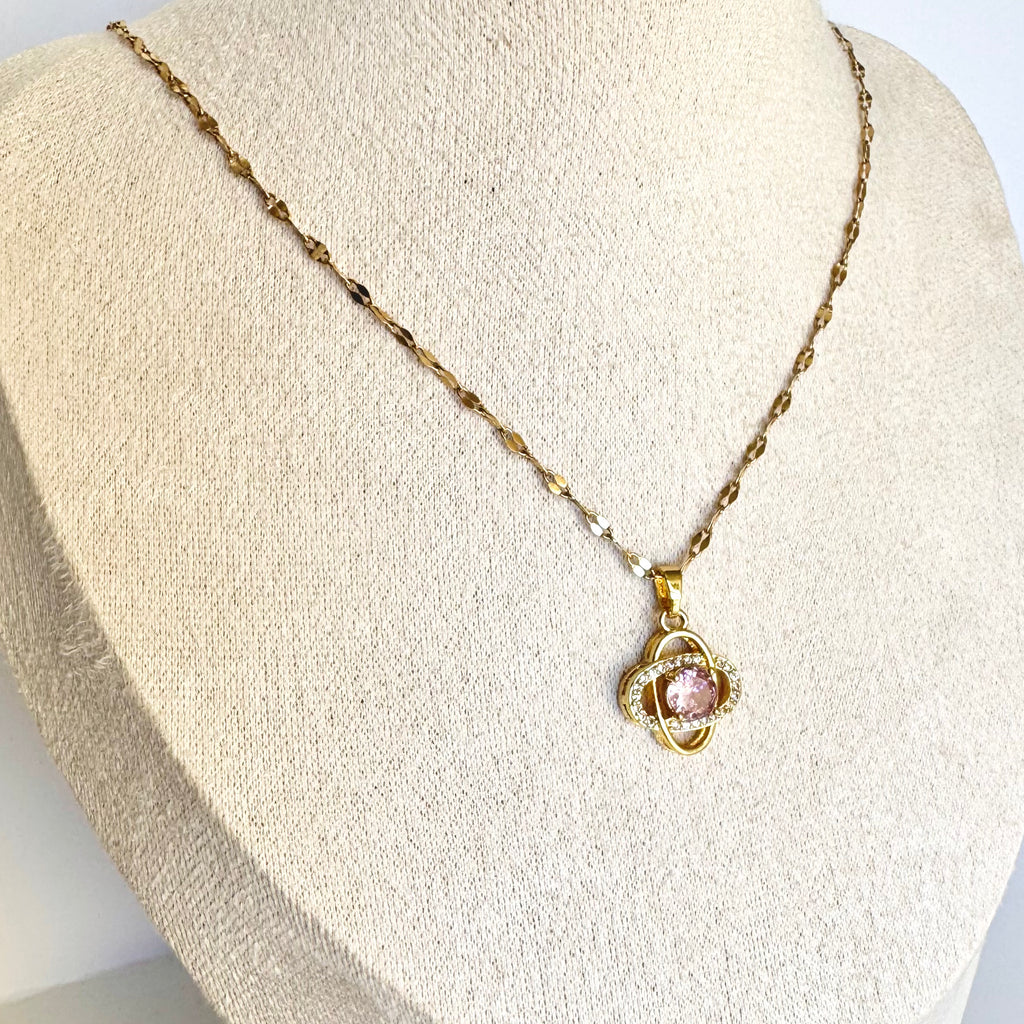 Helen – Pink Orbit Gold Plated Necklace 💗✨