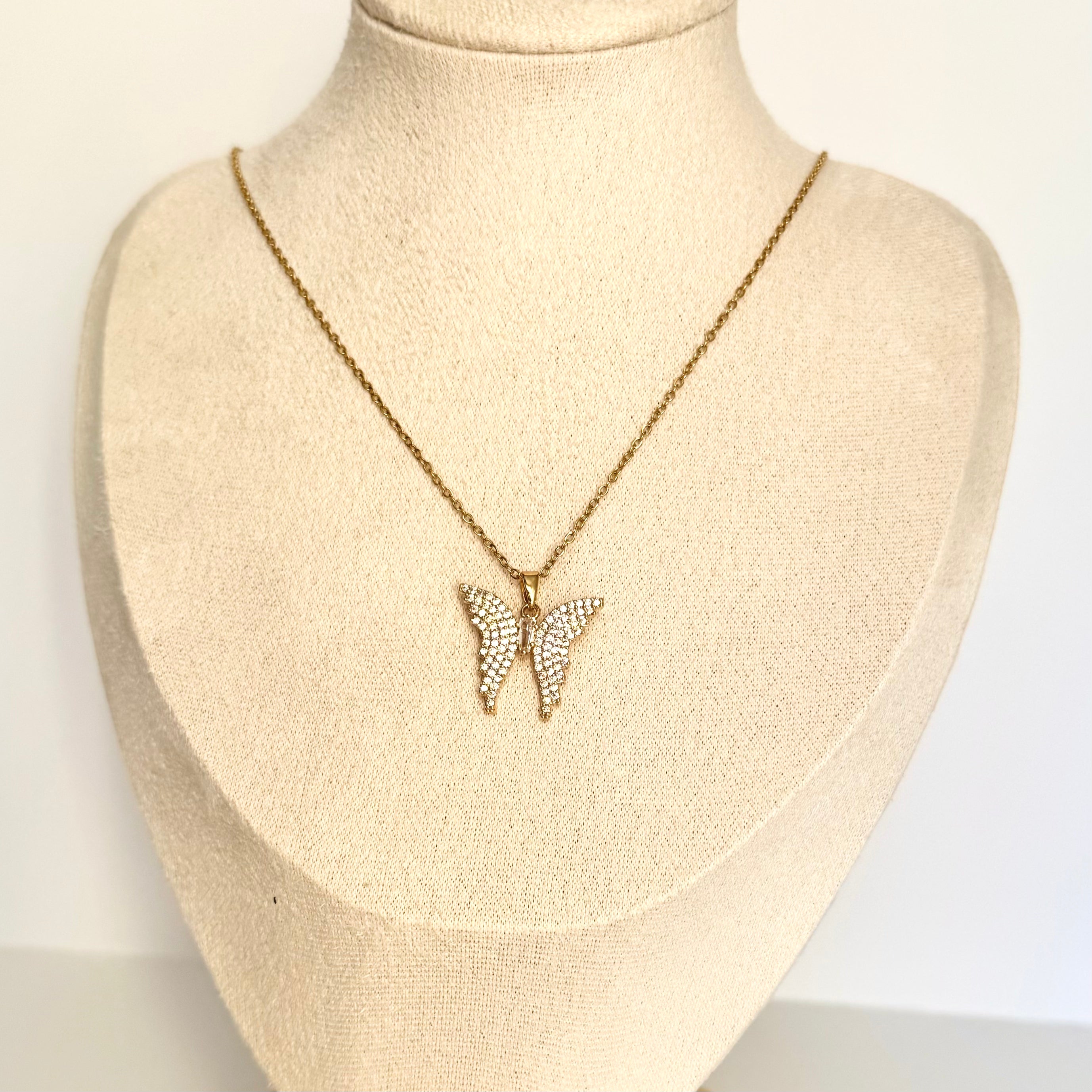 Lilibeth – Crystal Butterfly Wing Necklace 🦋✨