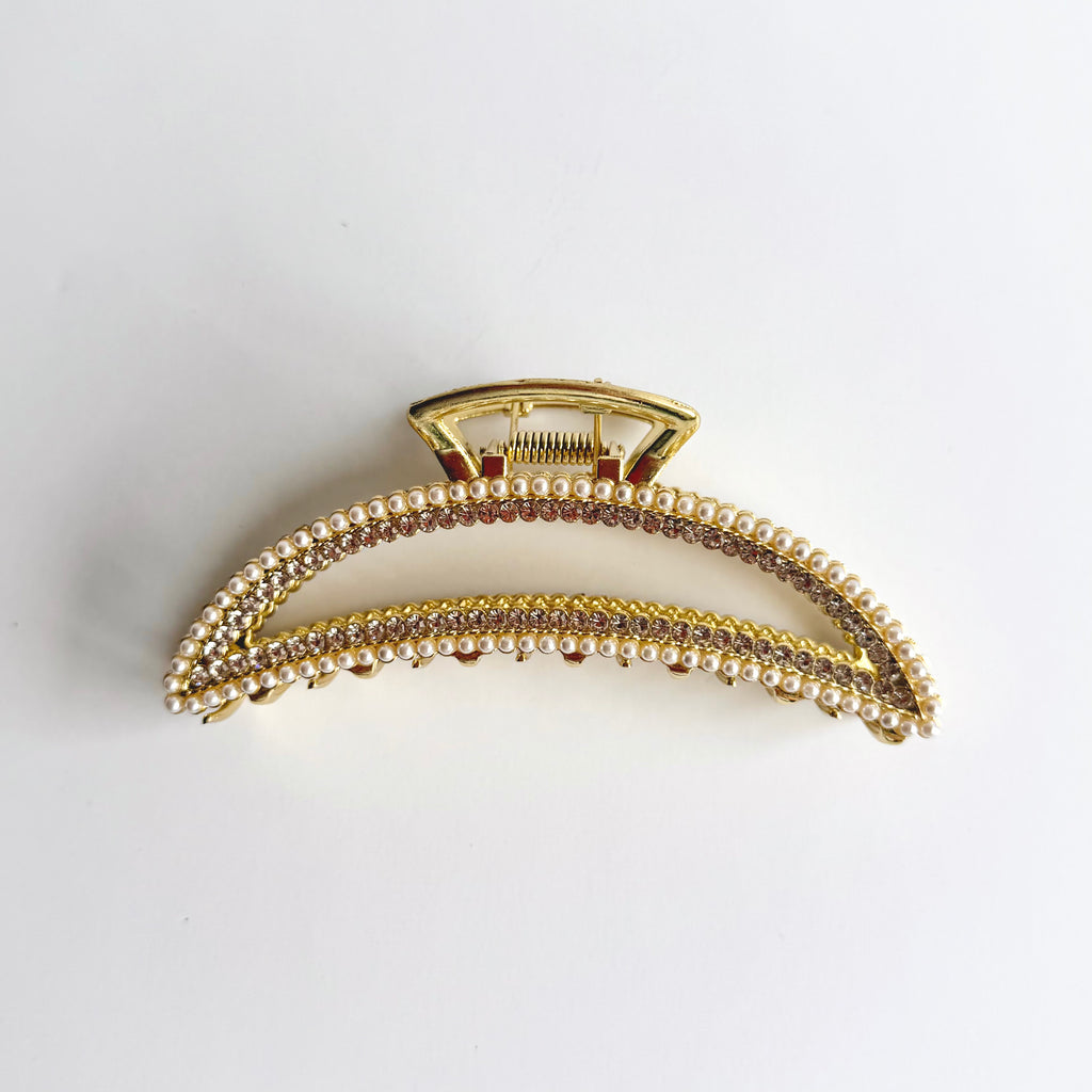✨ Crystal & Pearl Radiance Hair Claw 🤍💛